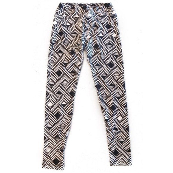 LuLaRoe One Size Geometric Print Leggings Black and White - Picture 1 of 6